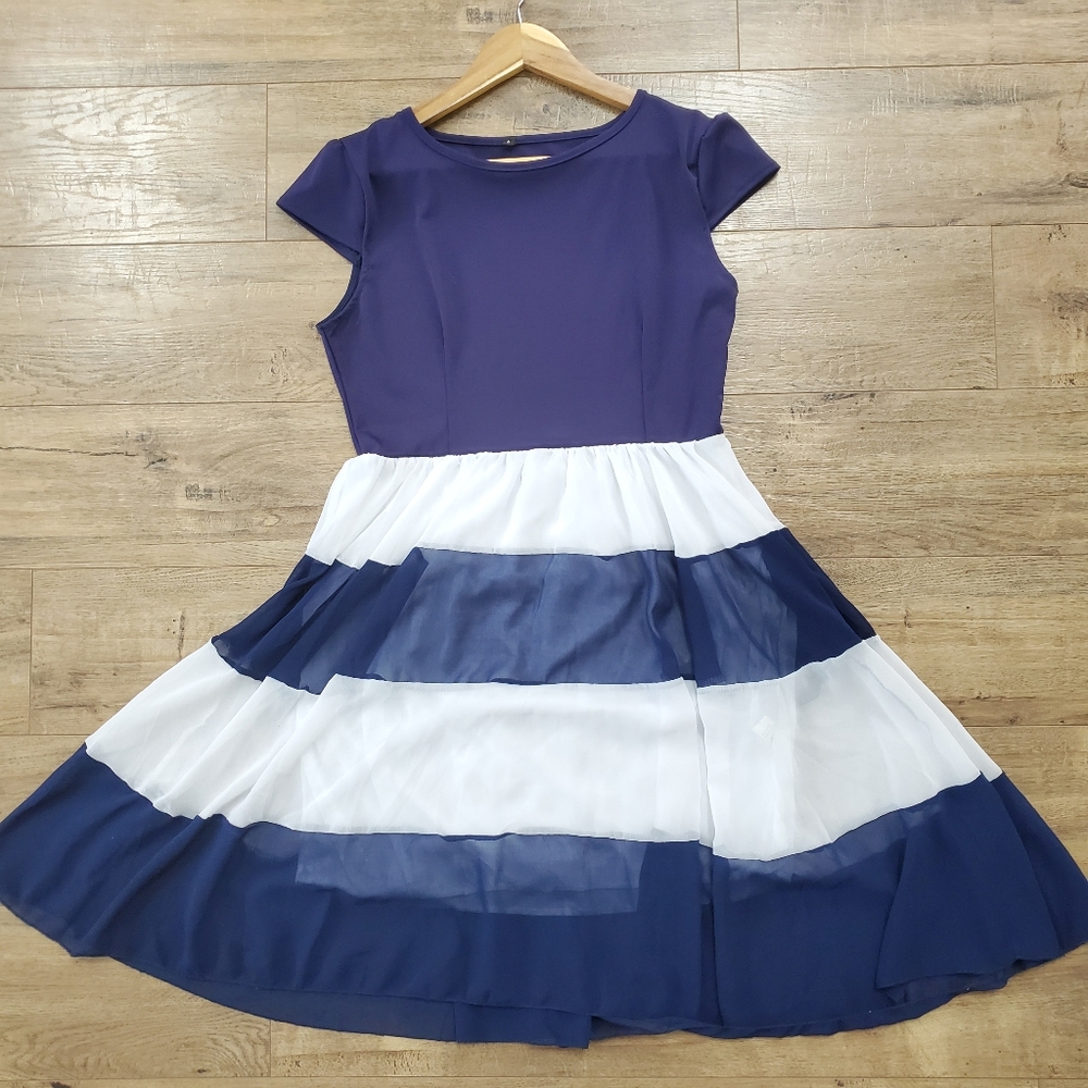 Navy & White Striped Nautical Dress